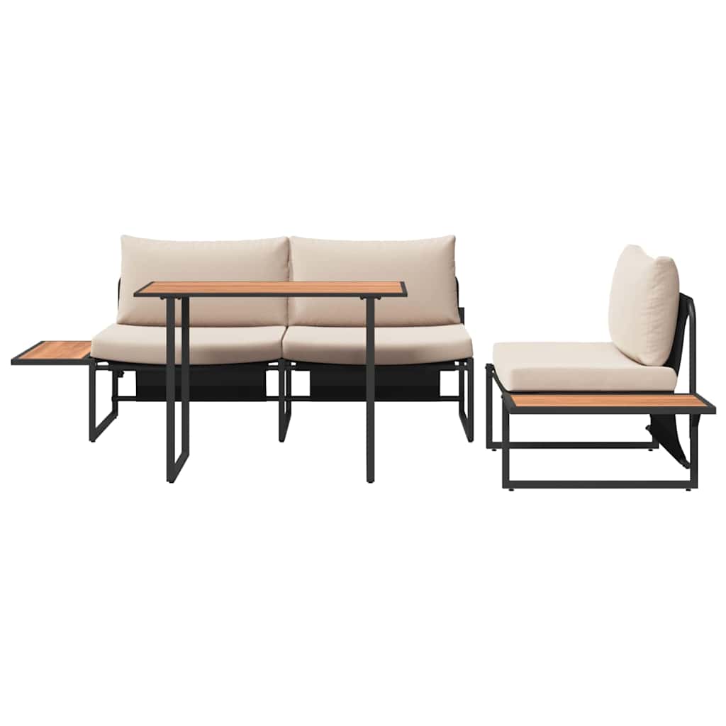 Ensemble de salle à manger pour jardin 3 pcs Taupe Acier