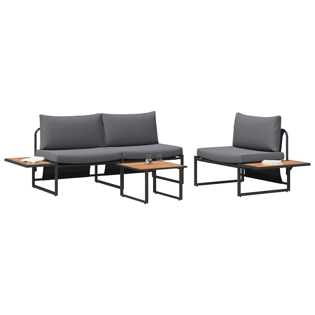 Ensemble de salle à manger pour jardin 3 pcs Anthracite Acier