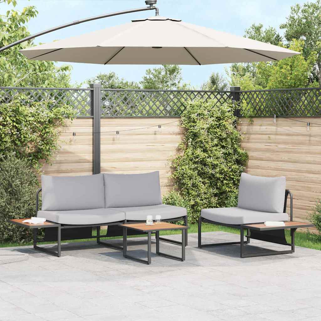 Ensemble de salle à manger pour jardin 3 pc Gris clair Acier