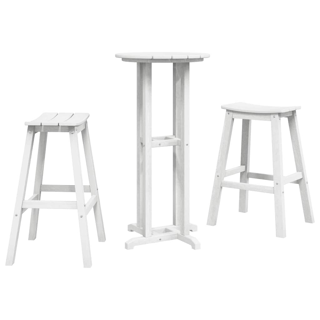 Ensemble de bar de jardin 3 pcs Blanc HDPE