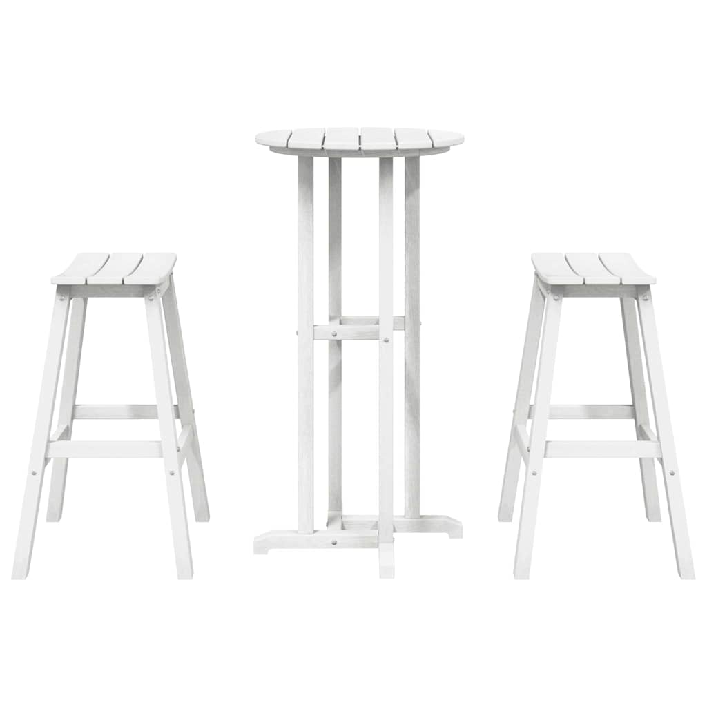 Ensemble de bar de jardin 3 pcs Blanc HDPE