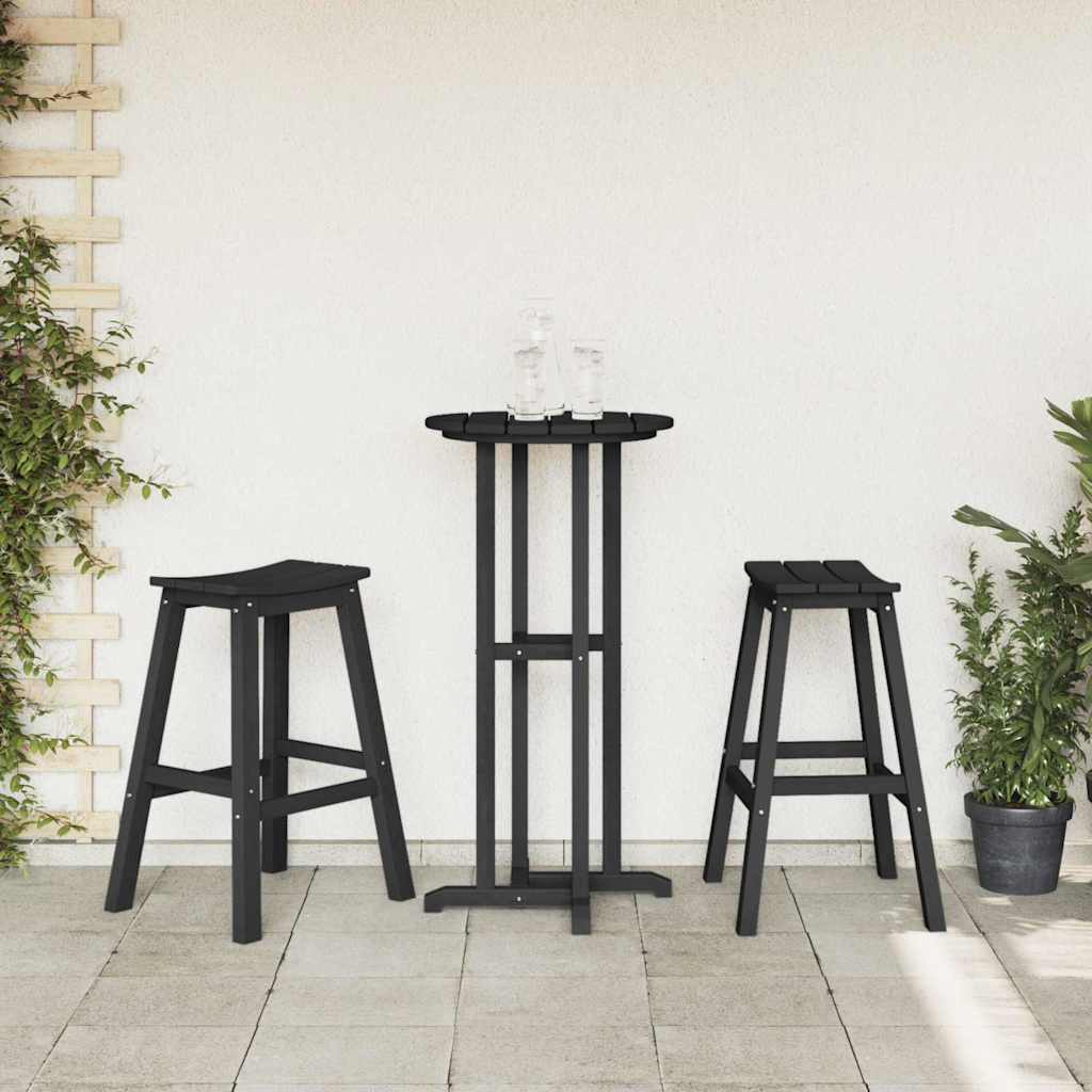 Ensemble de bar de jardin 3 pcs Noir HDPE