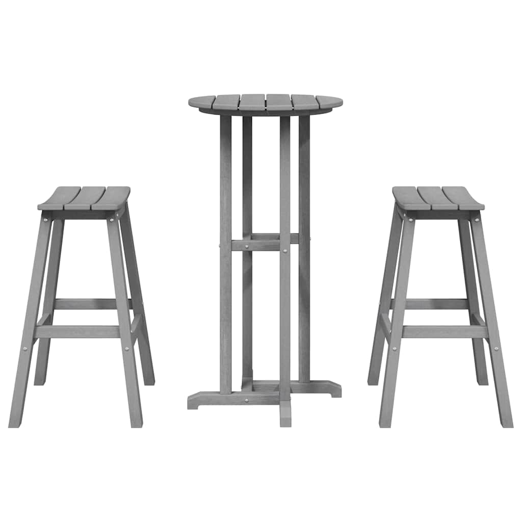 Ensemble de bar de jardin 3 pcs Gris clair HDPE
