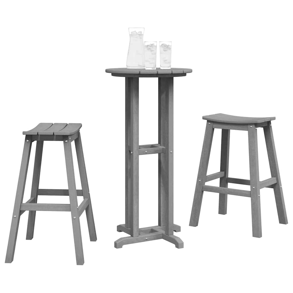 Ensemble de bar de jardin 3 pcs Gris clair HDPE
