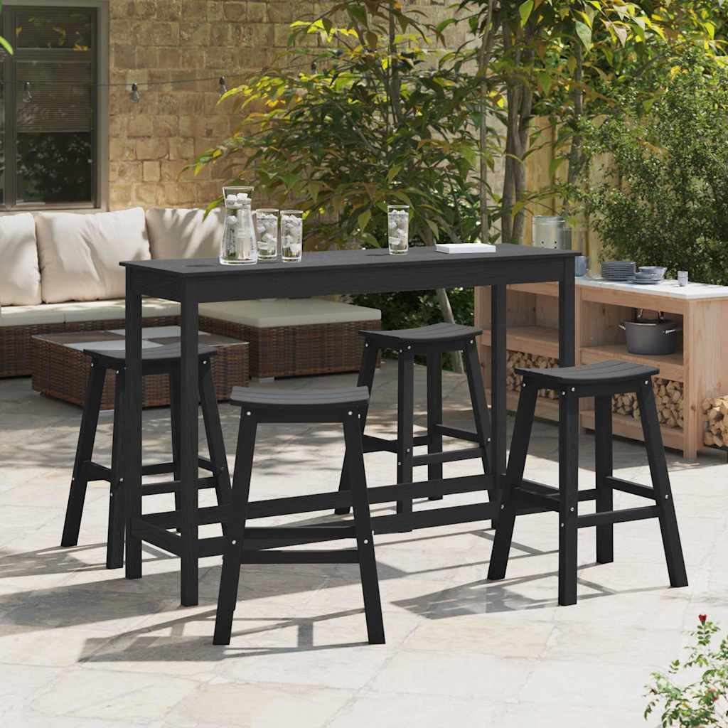 Ensemble de bar de jardin 4 pc Noir HDPE