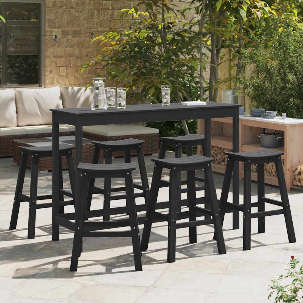Ensemble de bar de jardin 6 pc Noir HDPE