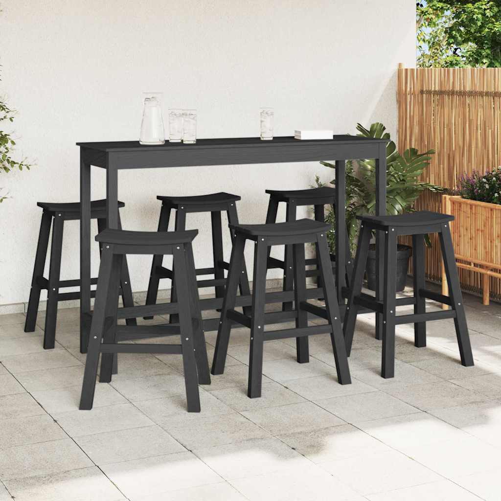 Ensemble de bar de jardin 6 pcs Noir HDPE