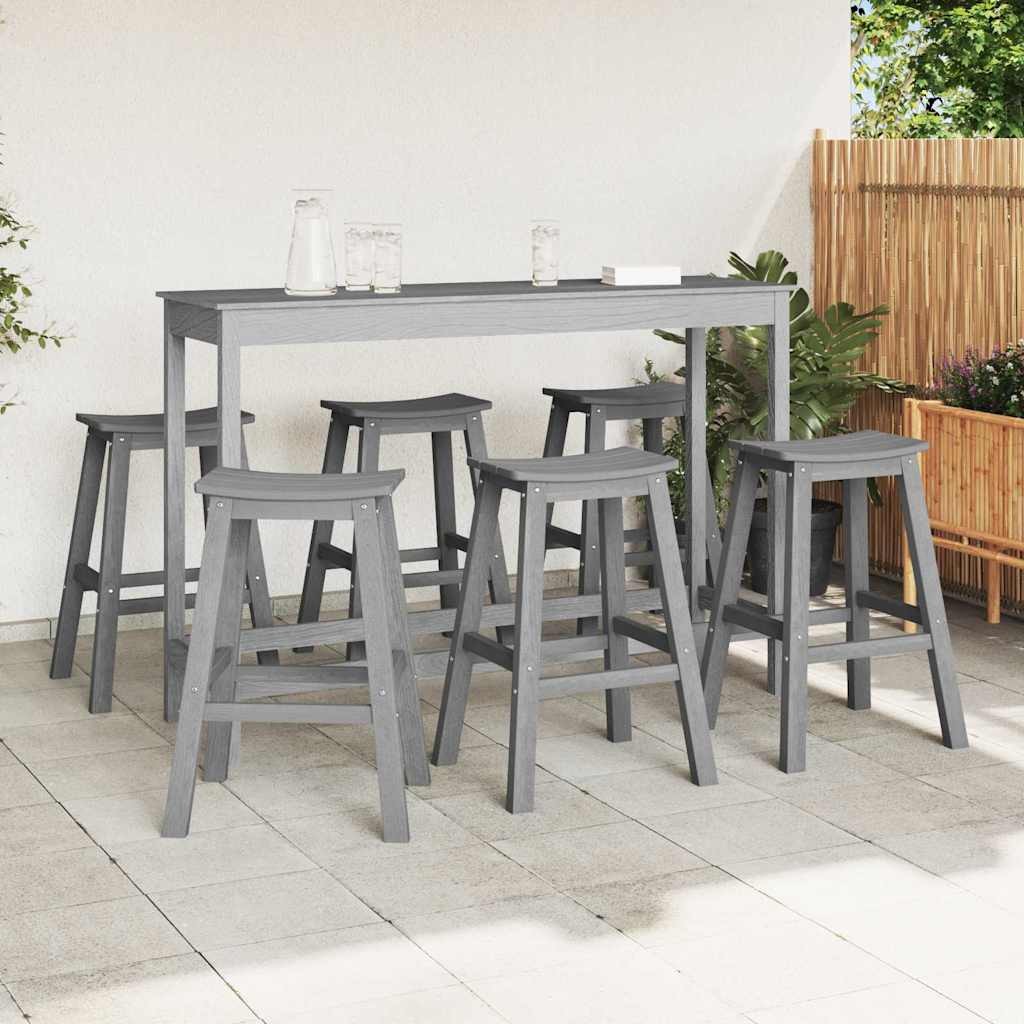 Ensemble de bar de jardin 6 pcs Gris clair HDPE