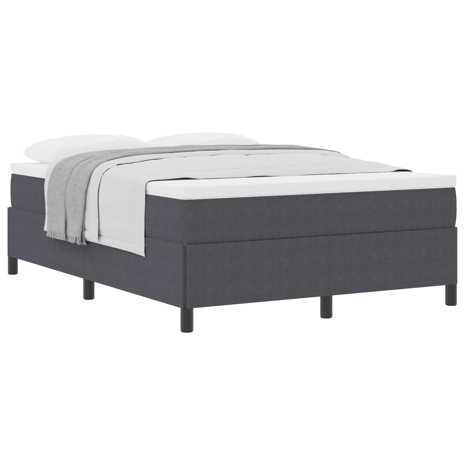 Lit à ressorts Gris foncé 140 x 200 cm Tissu en velours côtelé - XIOS