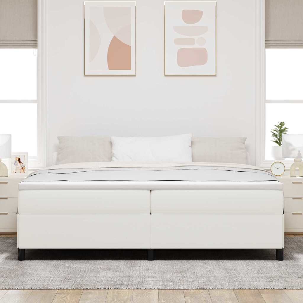 Lit à ressorts Crème 200 x 200 cm Tissu en velours côtelé - XIOS