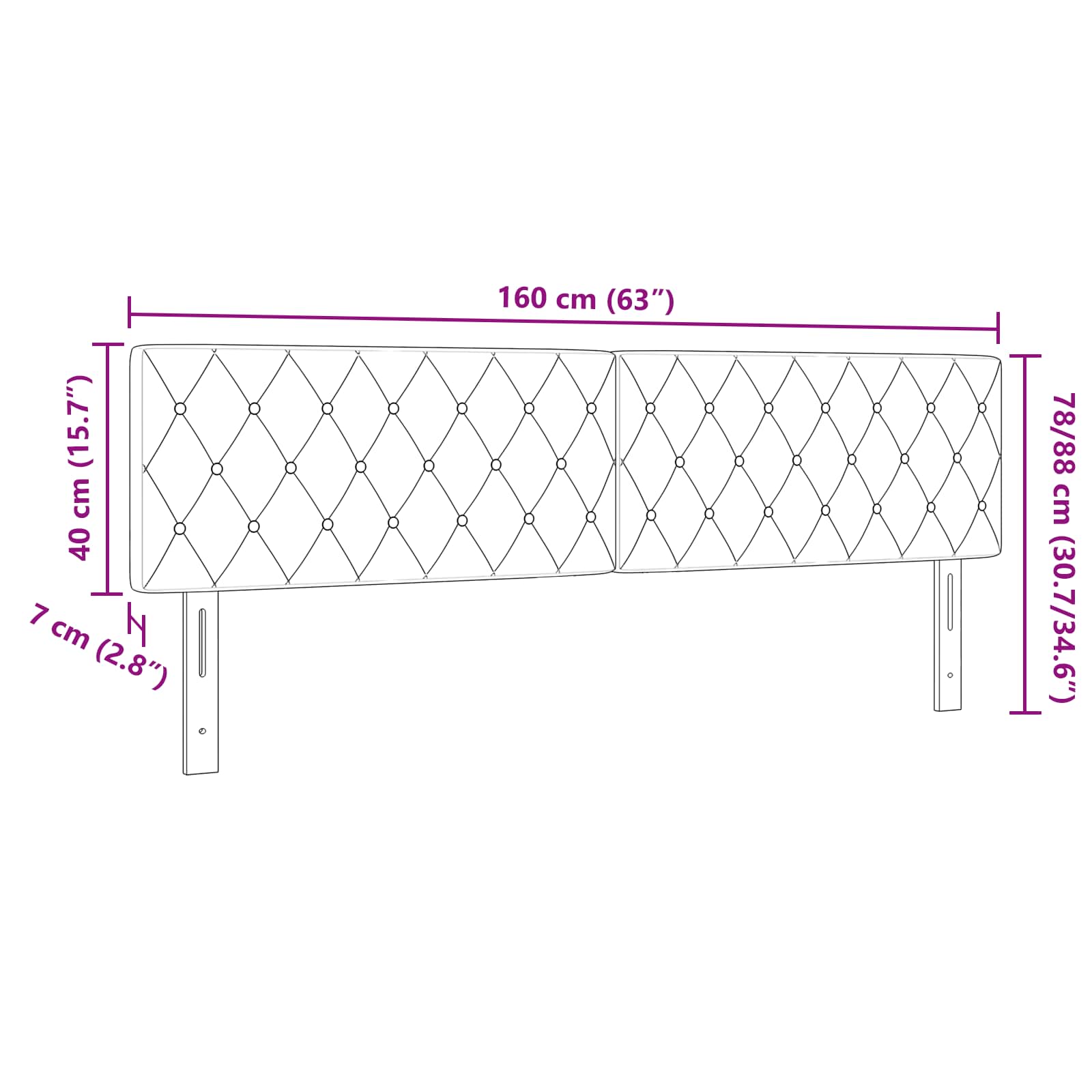 Tête de lit avec tête de lit Gris foncé 160 cm Cuir synthétique - XIOS