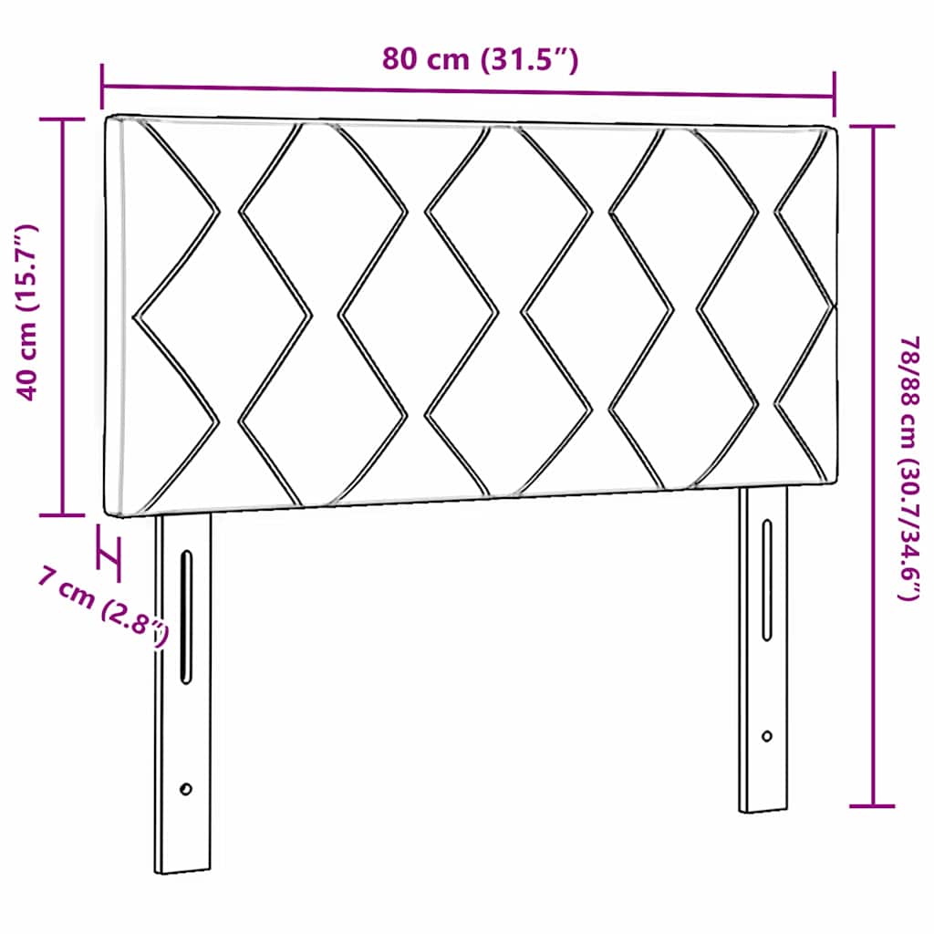 Tête de lit Montage mural Géométrique Gris foncé 80 cm Velours - XIOS