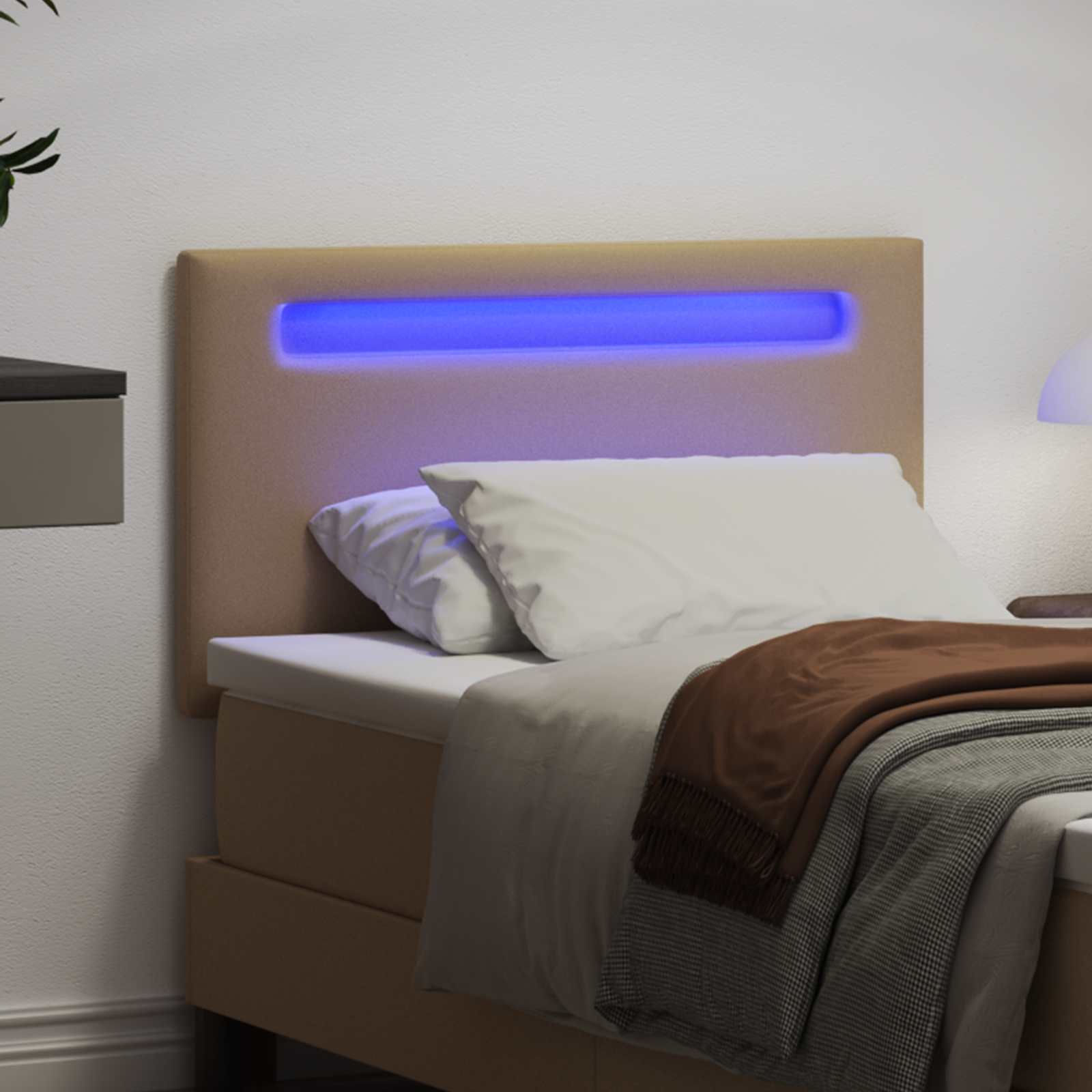 Tête de lit LED Cappuccino 90 cm Cuir synthétique - XIOS