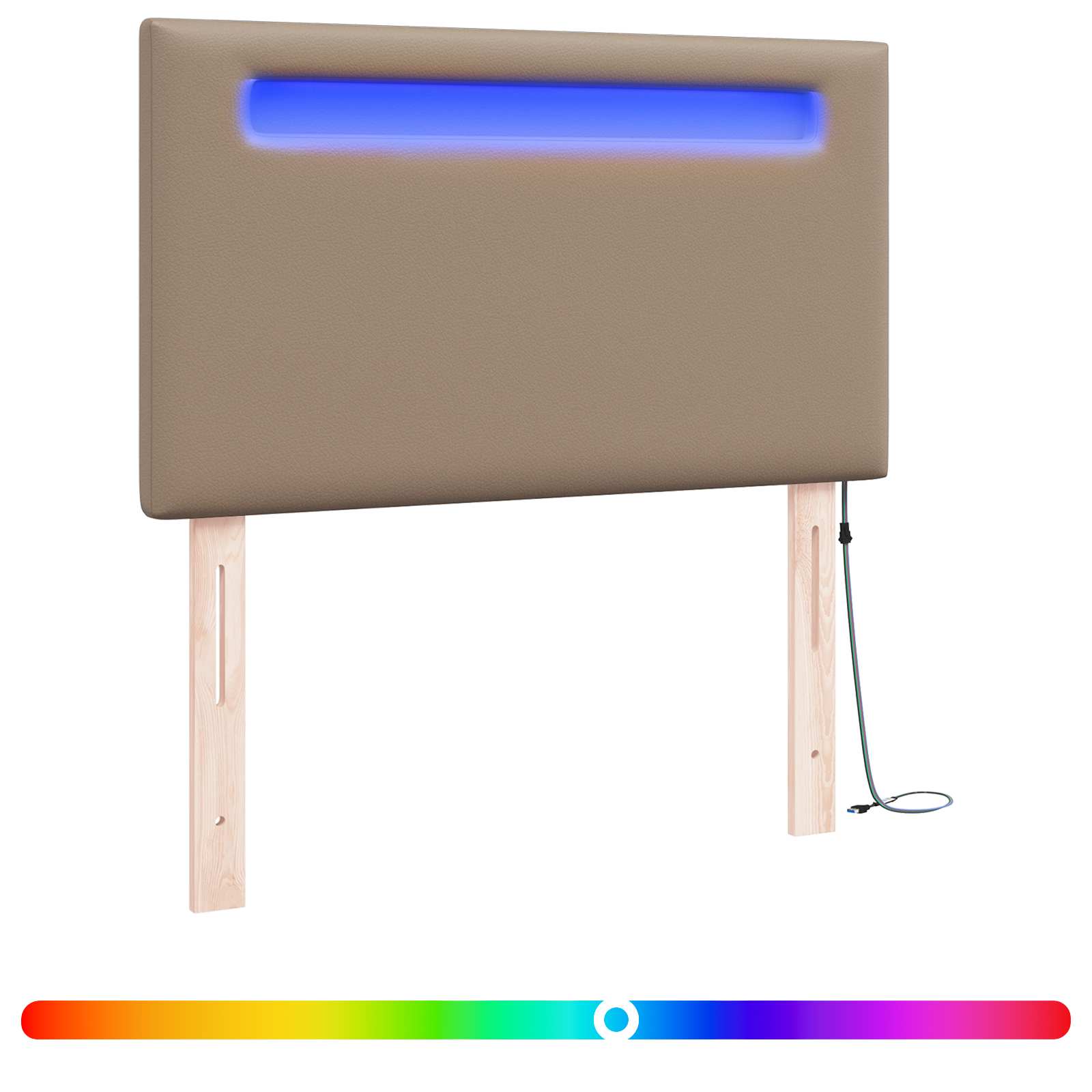 Tête de lit LED Cappuccino 90 cm Cuir synthétique - XIOS