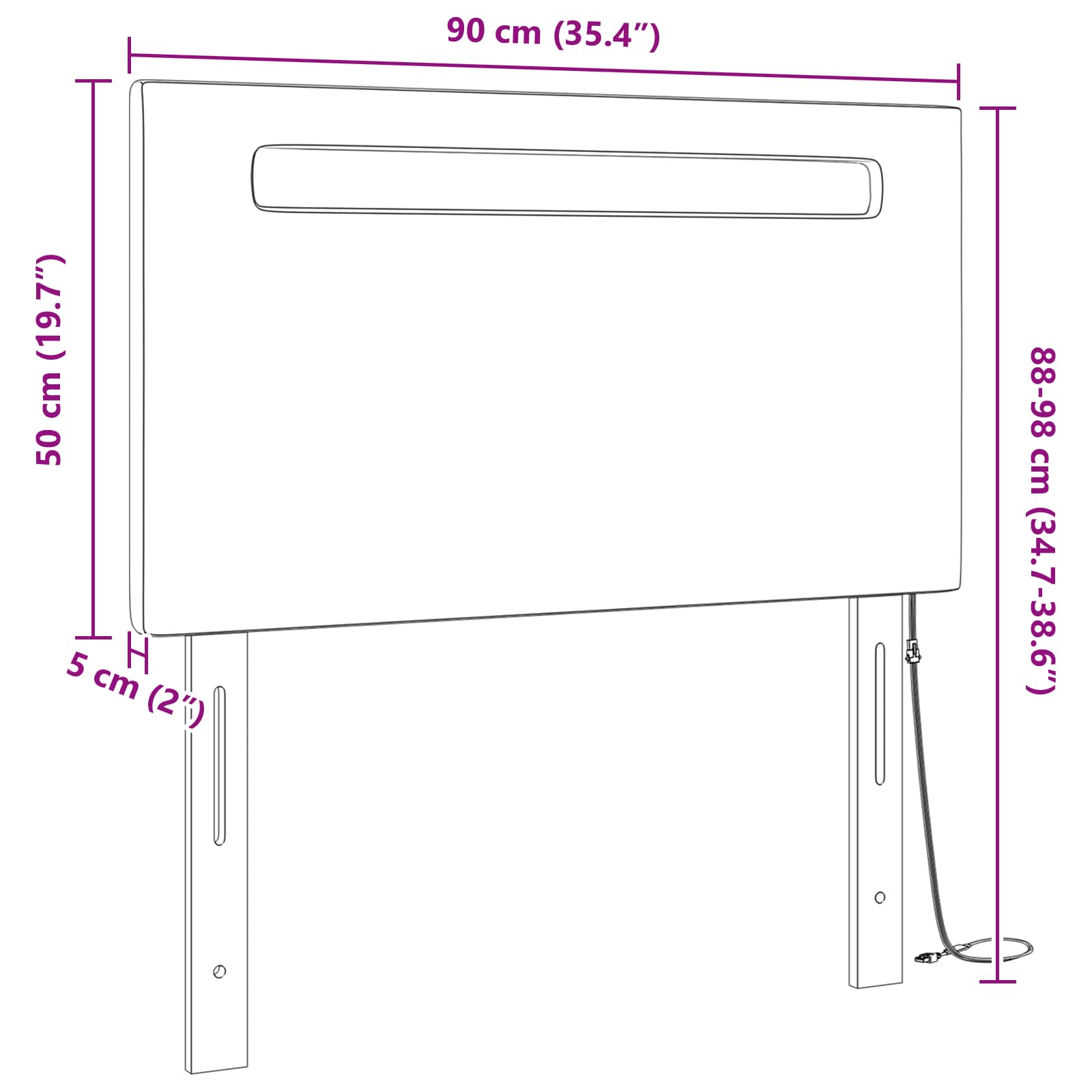 Tête de lit LED Cappuccino 90 cm Cuir synthétique - XIOS