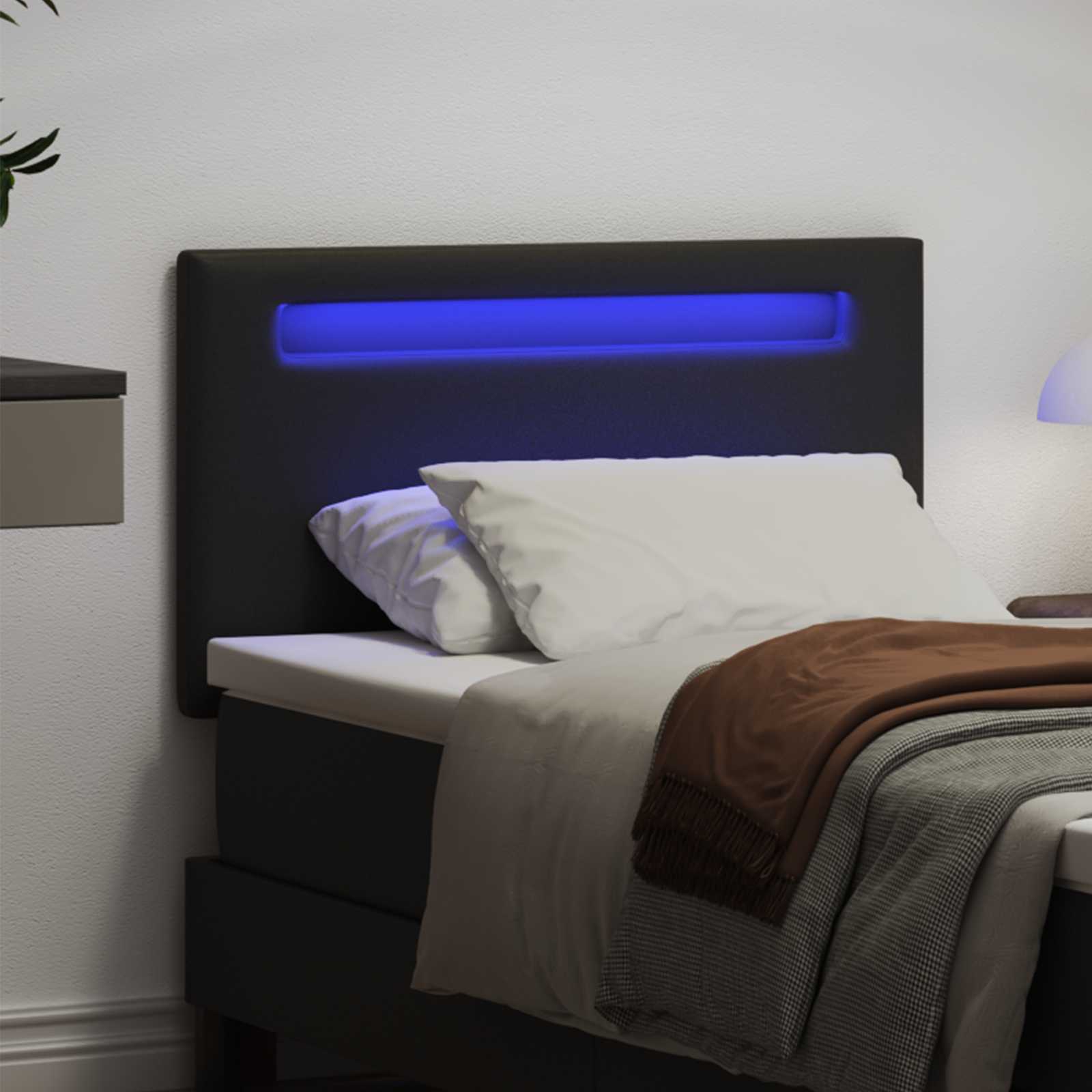 Tête de lit LED Noir 100 cm Cuir synthétique - XIOS