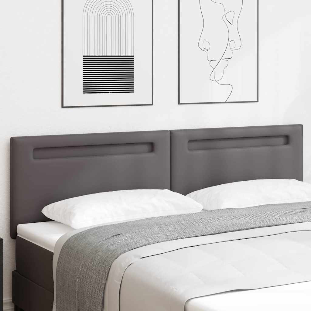 Tête de lit avec des lumières à LED Gris 180 cm PVC - XIOS