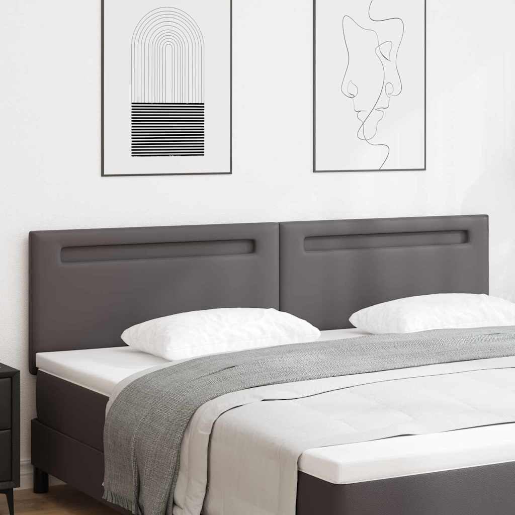 Tête de lit avec des lumières à LED Gris 200 cm PVC - XIOS