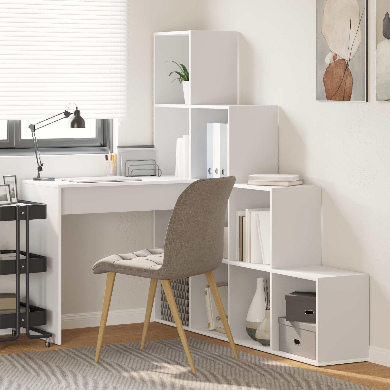 Bureau d'angle Blanc 101,5 x 149,5 x 149,5 cm Bois d'ingénierie