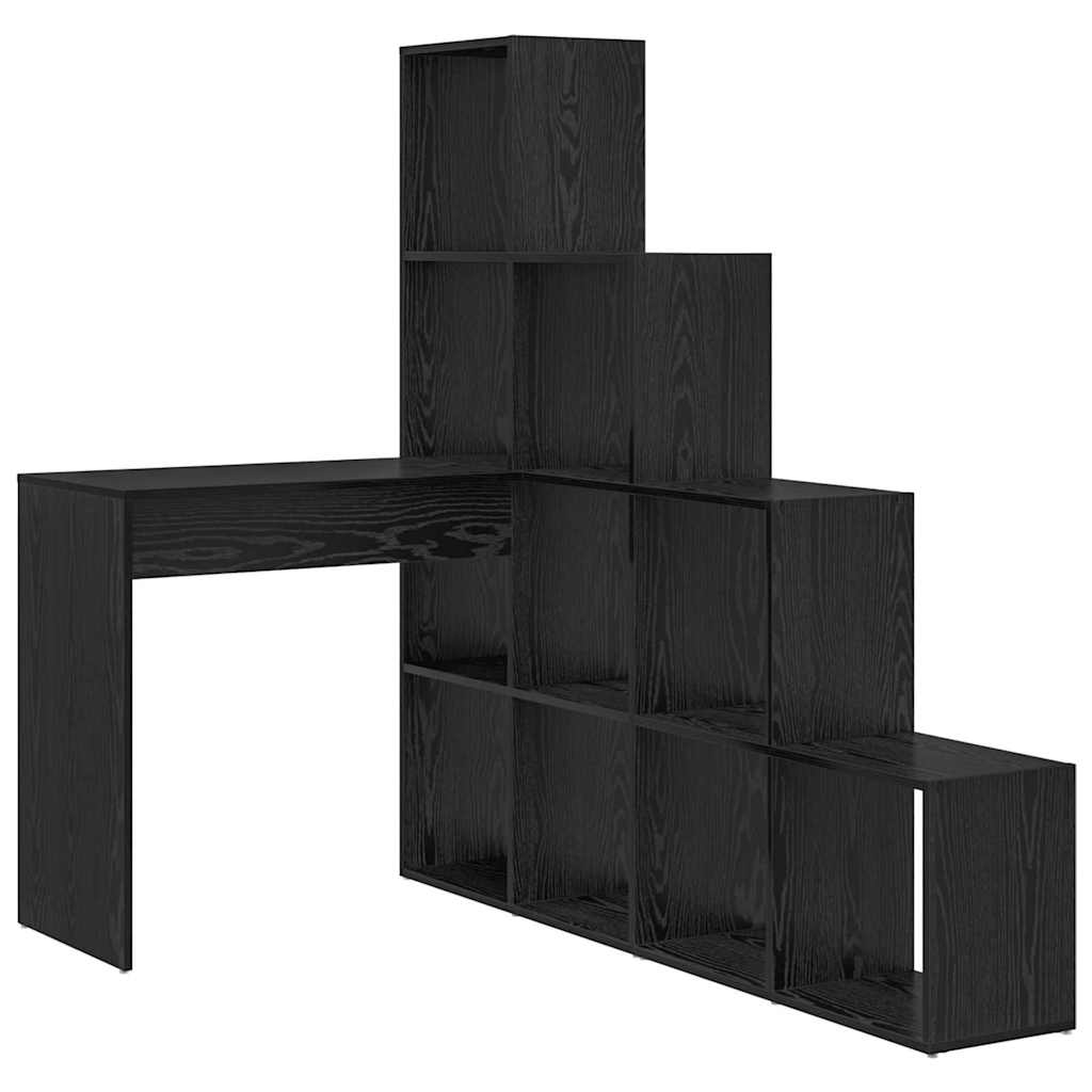 Bureau d'angle avec étagère Chêne noir 101,5 x 149,5 x 149,5 cm