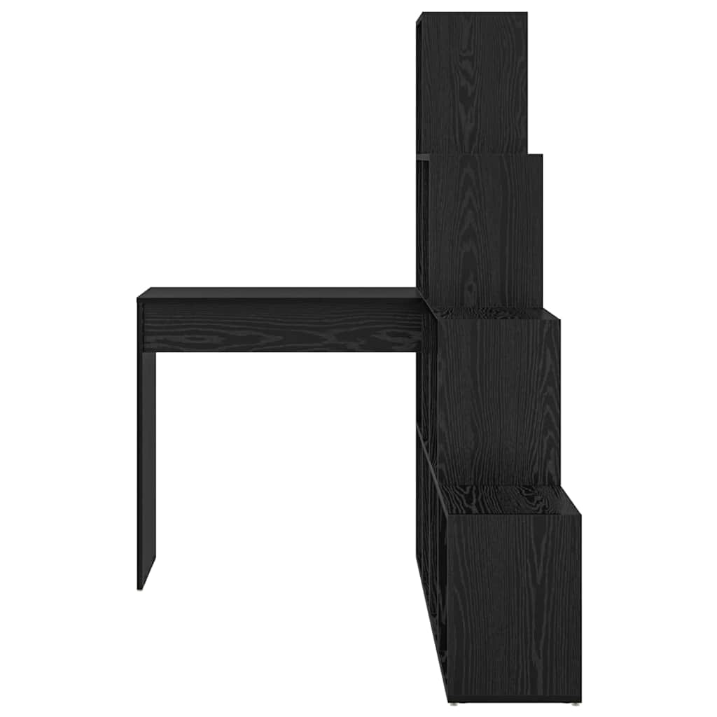 Bureau d'angle avec étagère Chêne noir 101,5 x 149,5 x 149,5 cm