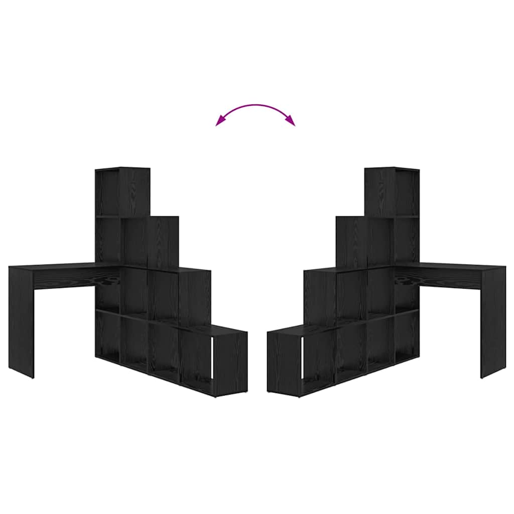 Bureau d'angle avec étagère Chêne noir 101,5 x 149,5 x 149,5 cm