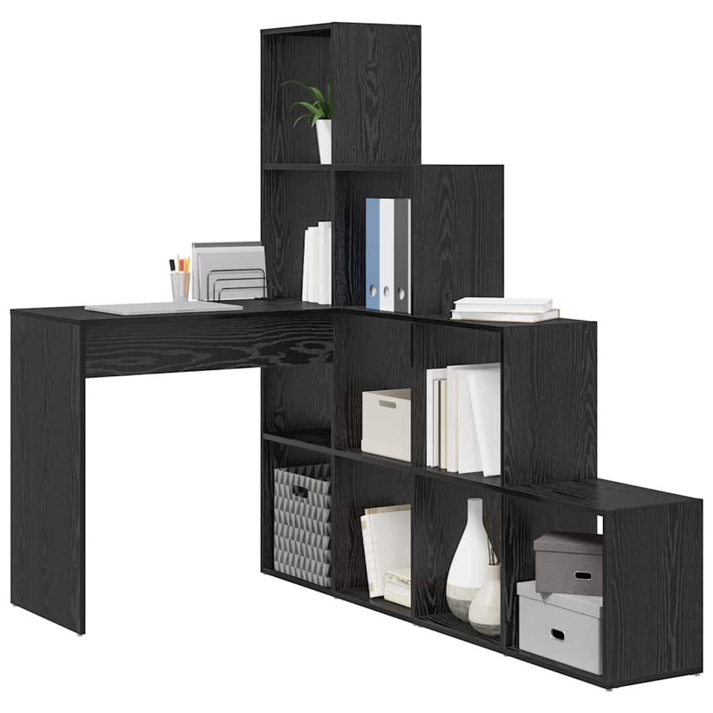 Bureau d'angle avec étagère Chêne noir 101,5 x 149,5 x 149,5 cm