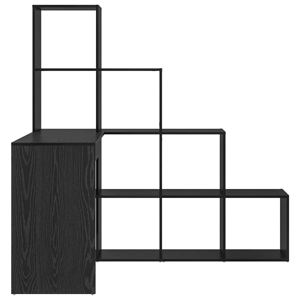 Bureau d'angle avec étagère Chêne noir 101,5 x 149,5 x 149,5 cm