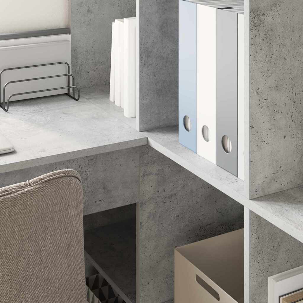 Bureau d'angle avec étagère Gris béton 101,5 x 149,5 x 149,5 cm - XIOS