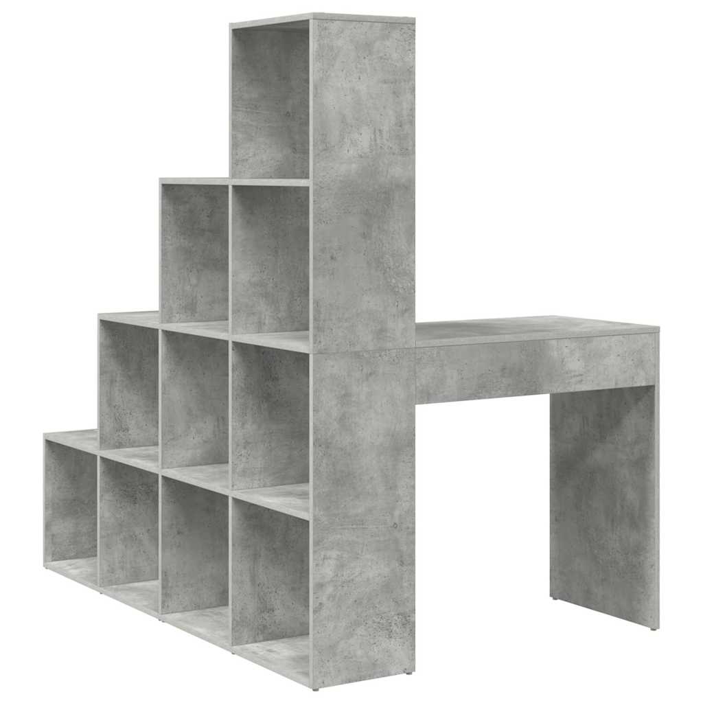 Bureau d'angle avec étagère Gris béton 101,5 x 149,5 x 149,5 cm - XIOS