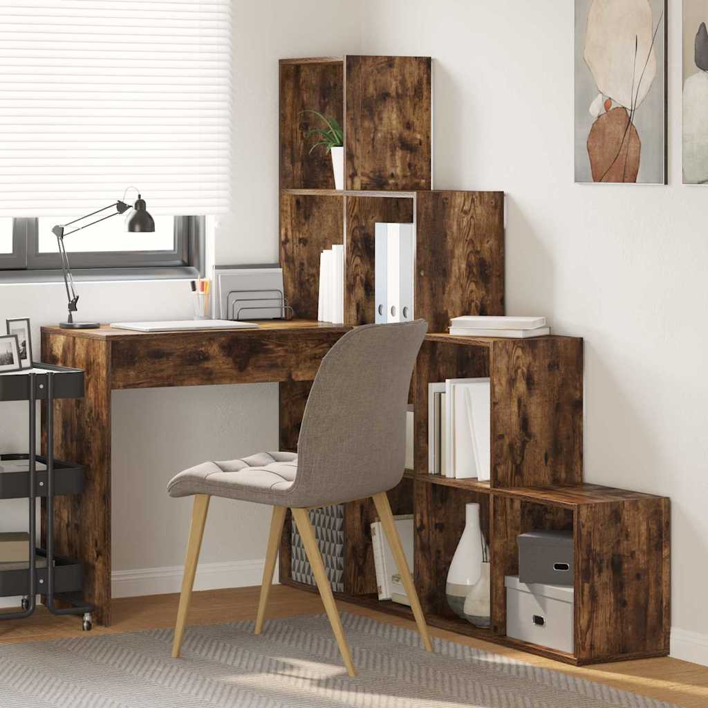 Bureau d'angle avec étagère Chêne fumé 101,5 x 149,5 x 149,5 cm - XIOS