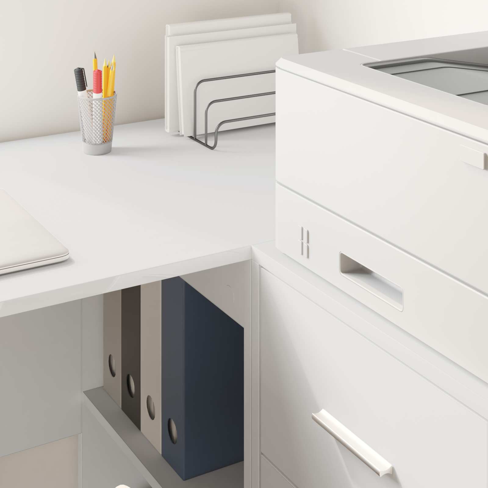 Bureau d'angle avec tiroir avec étagère Blanc 102 x 88 x 75 cm