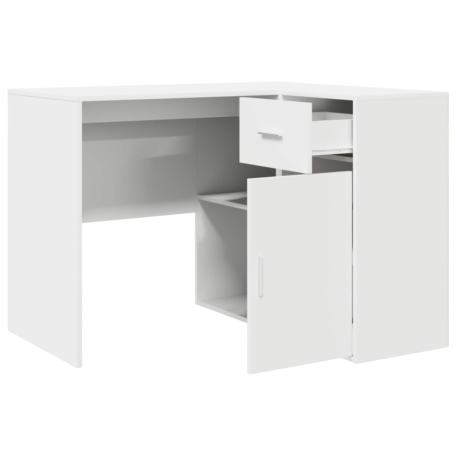 Bureau d'angle avec tiroir avec étagère Blanc 102 x 88 x 75 cm