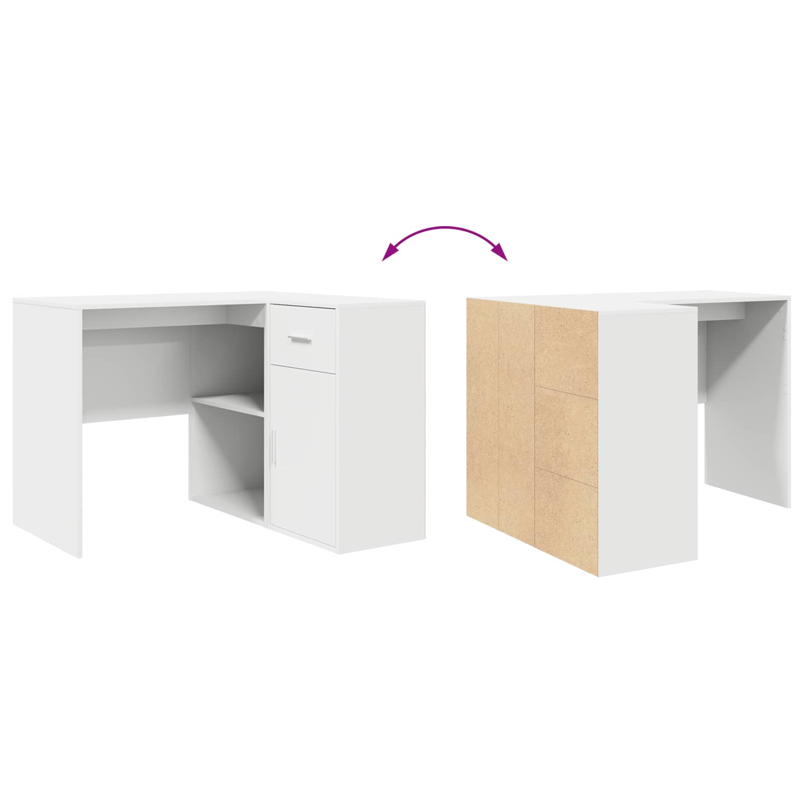 Bureau d'angle avec tiroir avec étagère Blanc 102 x 88 x 75 cm