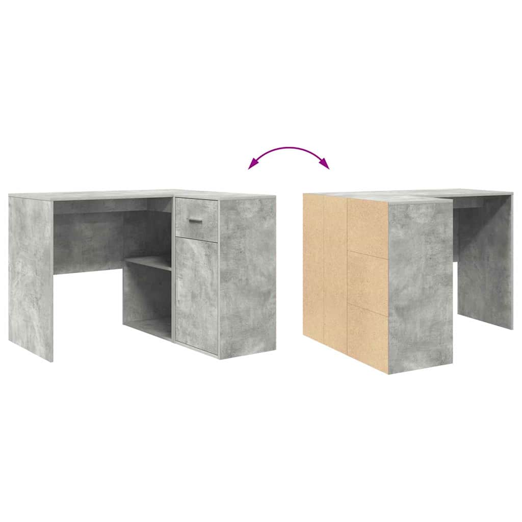 Bureau d'angle avec tiroir Gris béton 102 x 88 x 75 cm