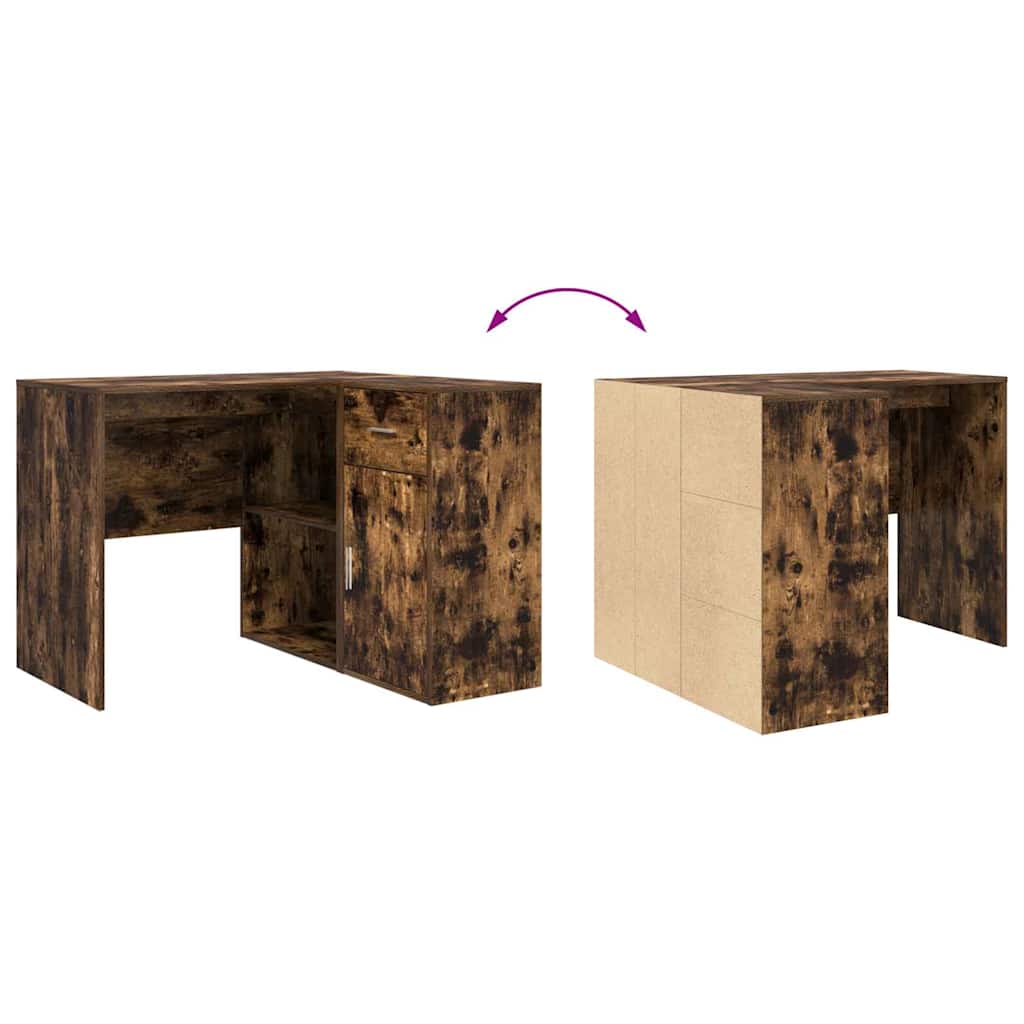 Bureau d'angle avec tiroir Chêne fumé 102 x 88 x 75 cm