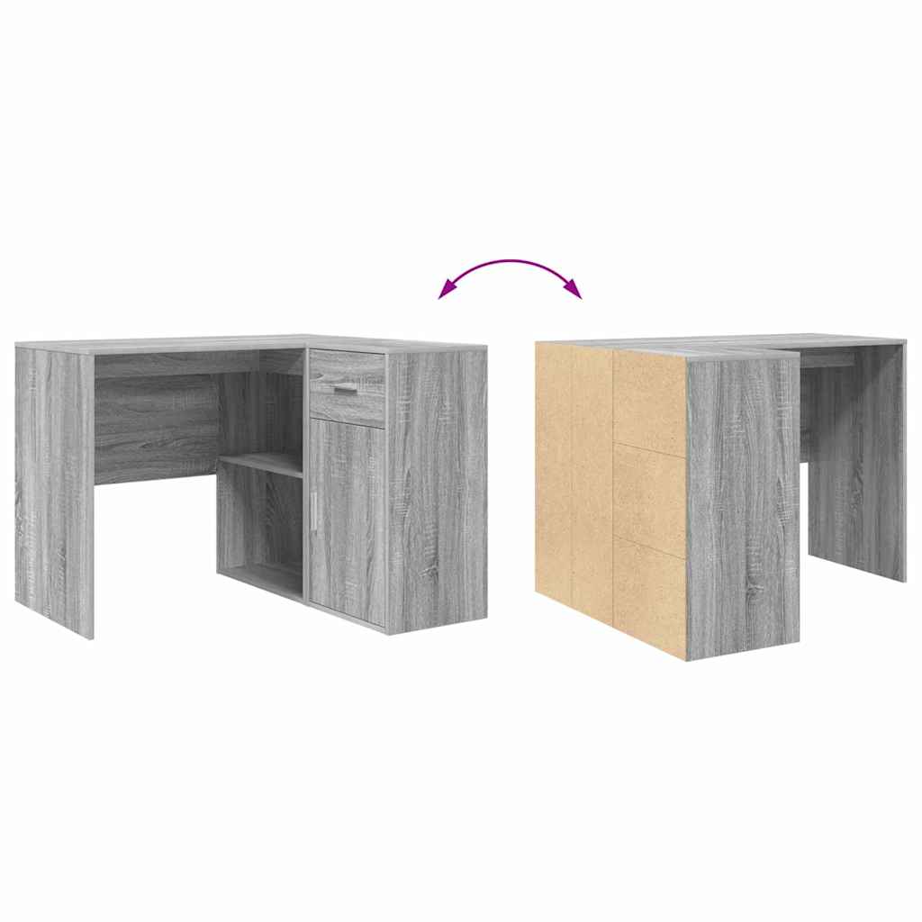 Bureau d'angle avec tiroir Gris Sonoma 102 x 88 x 75 cm