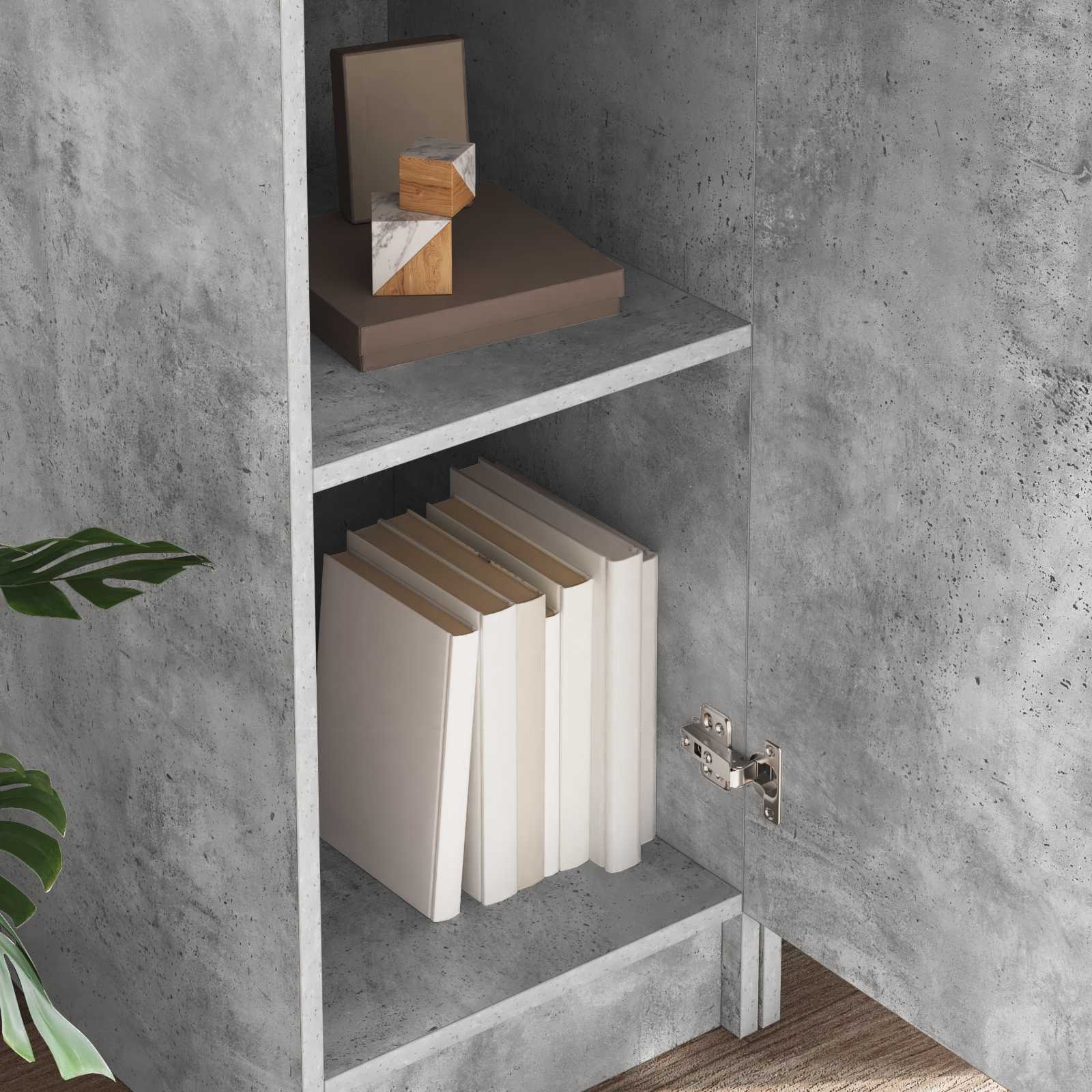 Bureau avec étagère avec stockage 2 pièces Gris béton