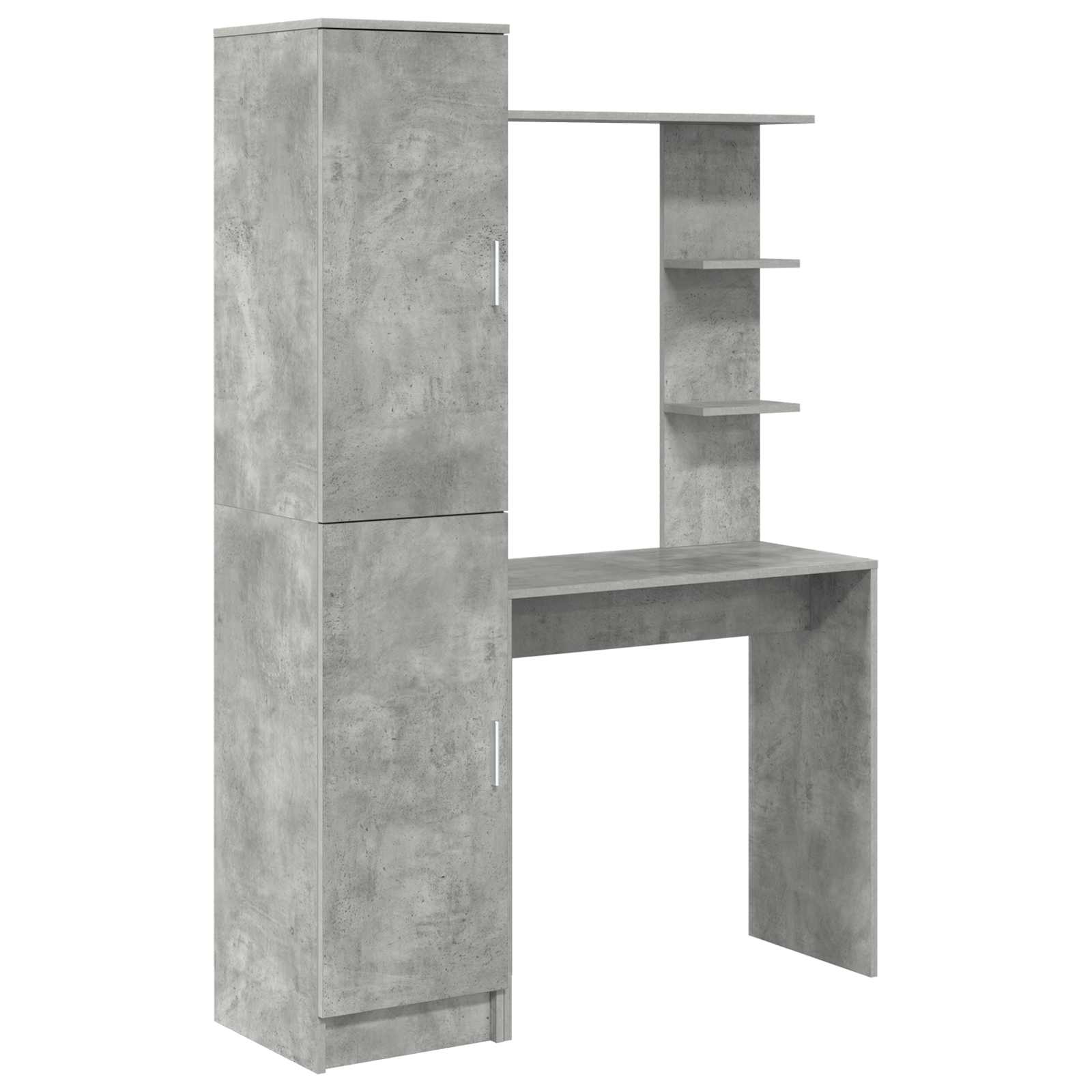Bureau avec étagère avec stockage 2 pièces Gris béton