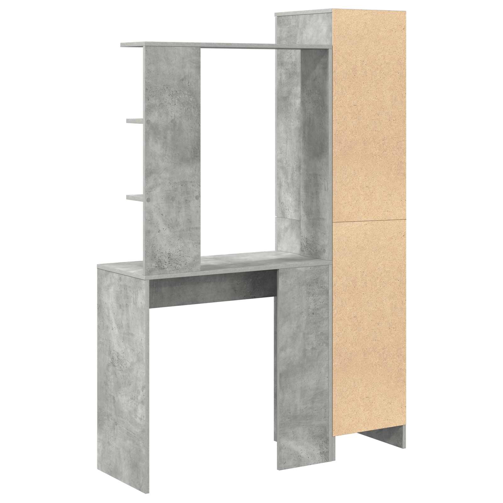 Bureau avec étagère avec stockage 2 pièces Gris béton
