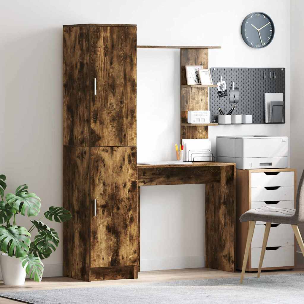 Bureau avec rangement 2 pcs Chêne fumé 78.5 x 37 x 154.5 cm - XIOS