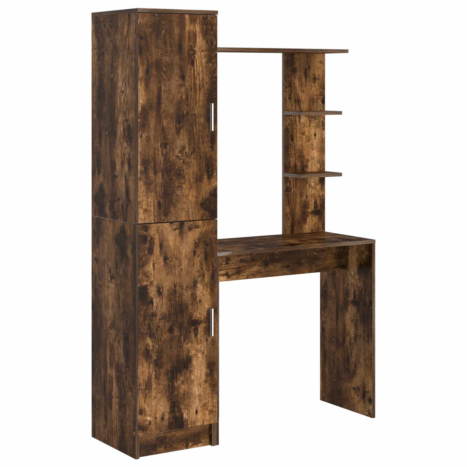 Bureau avec étagère avec stockage 2 pièces Chêne fumé