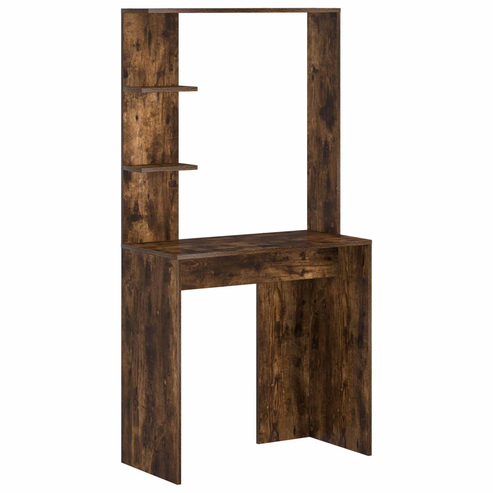 Bureau avec étagère avec stockage 2 pièces Chêne fumé