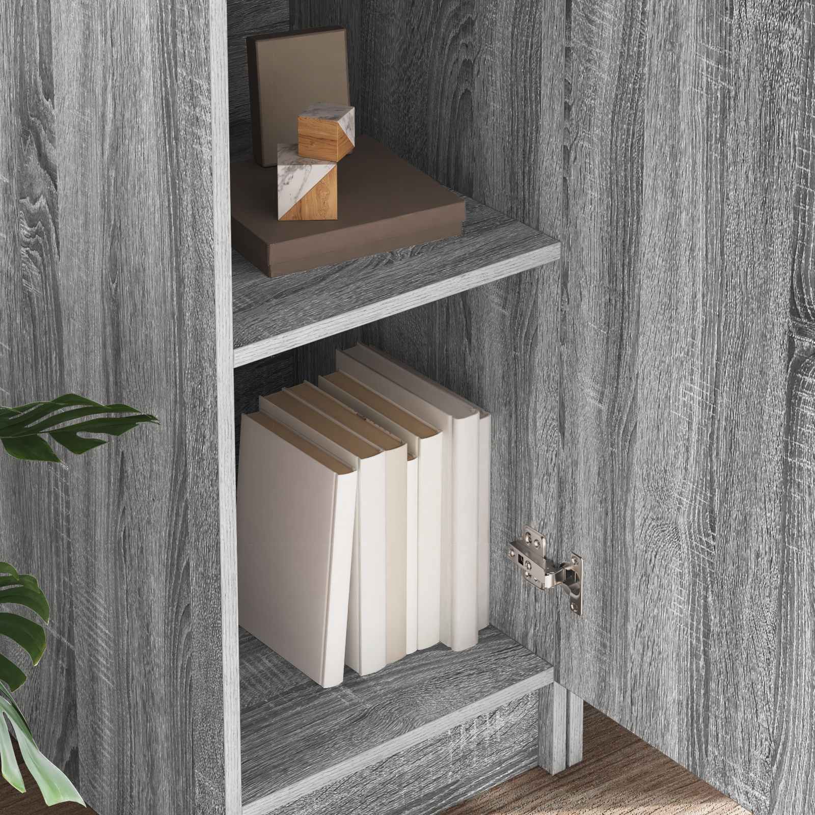 Bureau avec étagère avec stockage 2 pièces Gris Sonoma