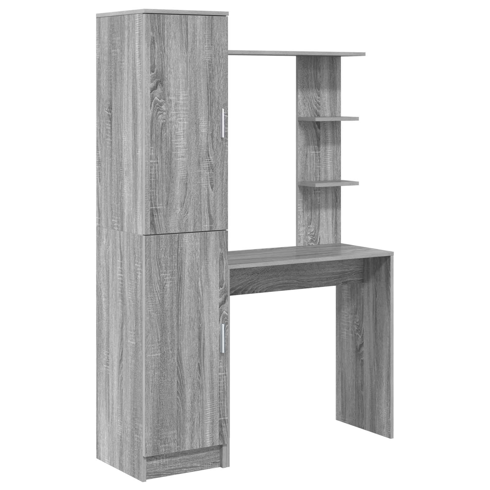 Bureau avec étagère avec stockage 2 pièces Gris Sonoma