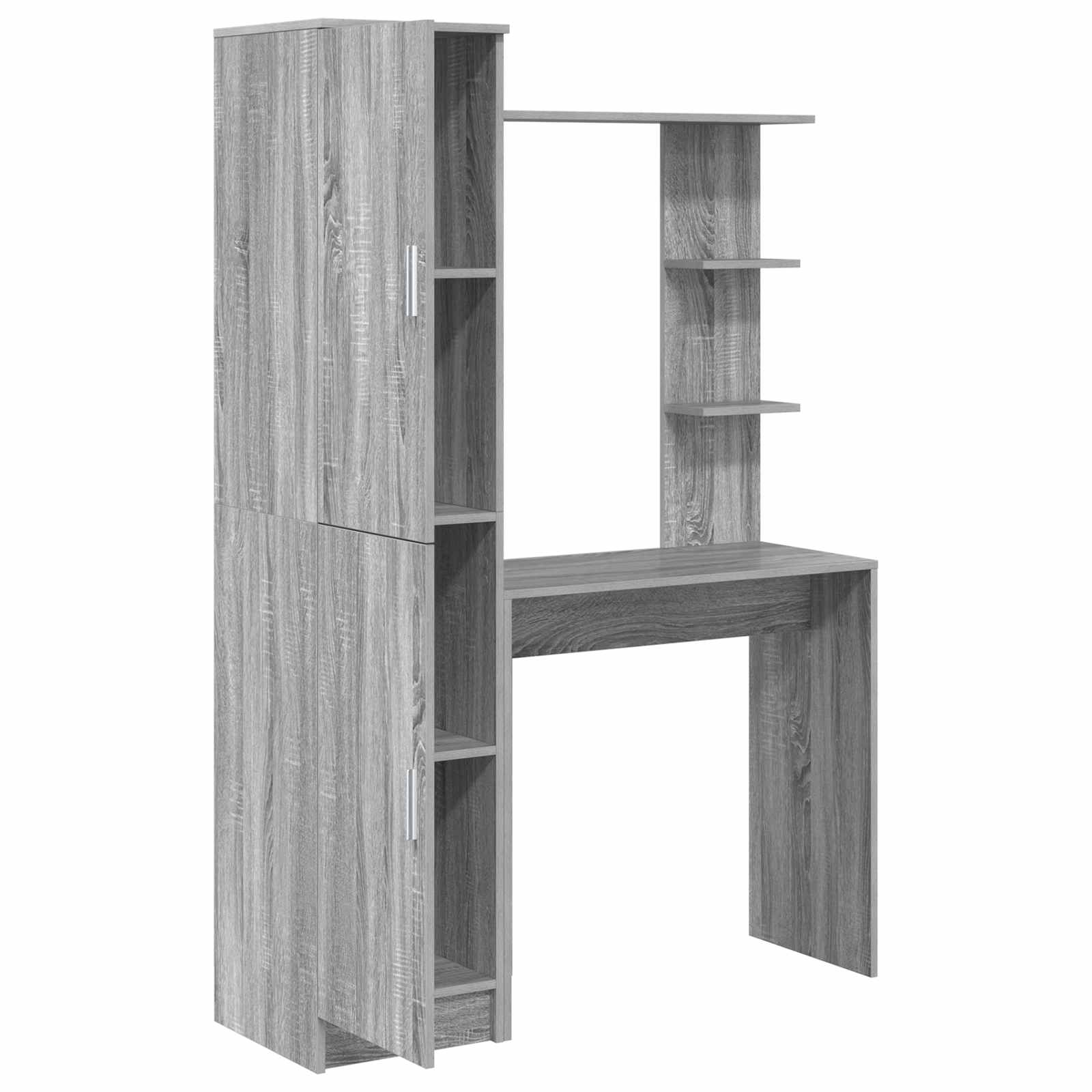 Bureau avec étagère avec stockage 2 pièces Gris Sonoma