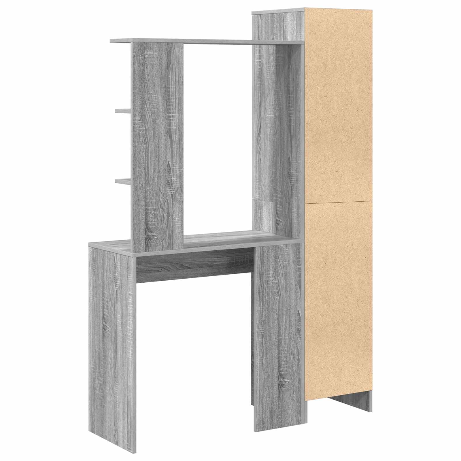 Bureau avec étagère avec stockage 2 pièces Gris Sonoma