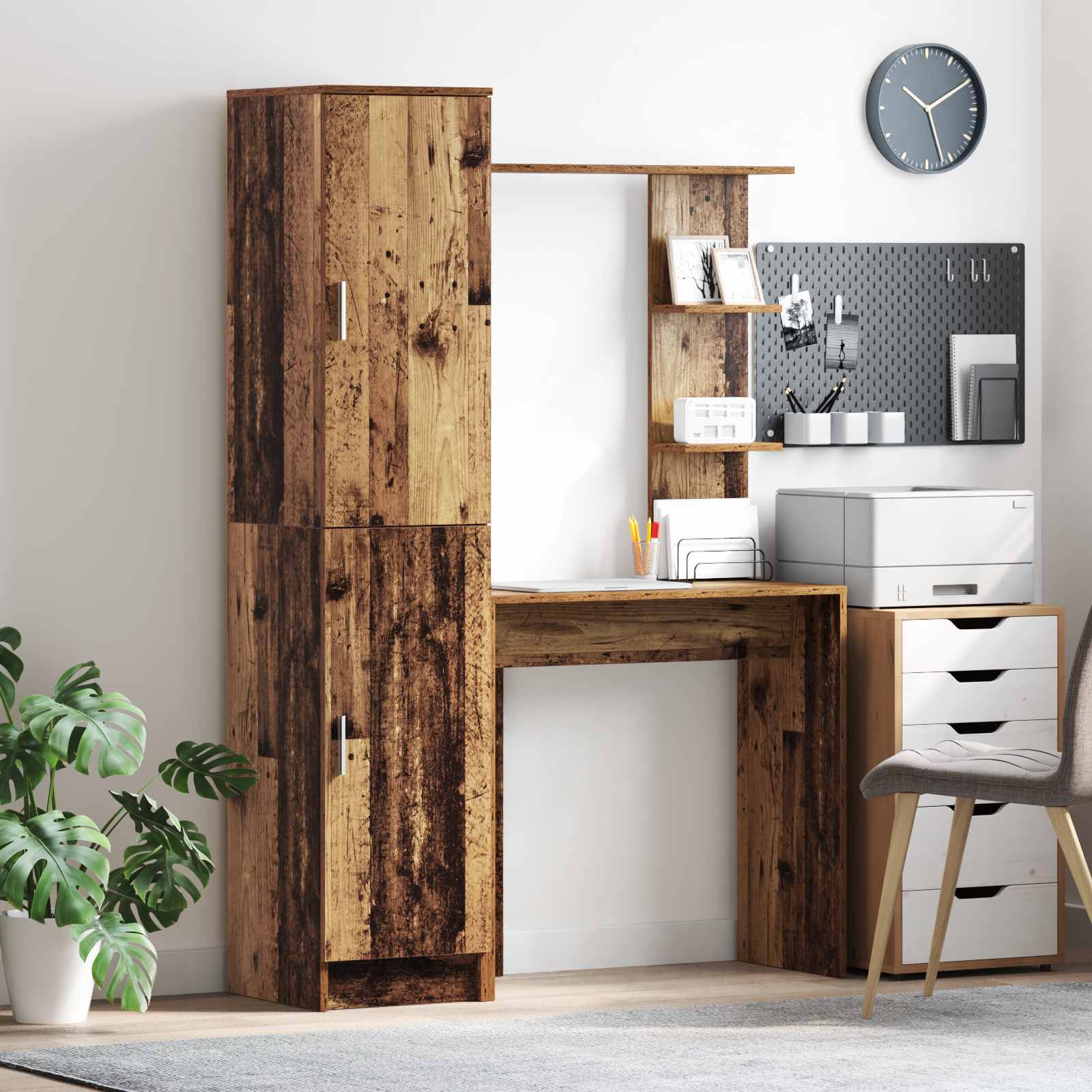 Bureau avec étagère avec stockage 2 pièces Bois ancien