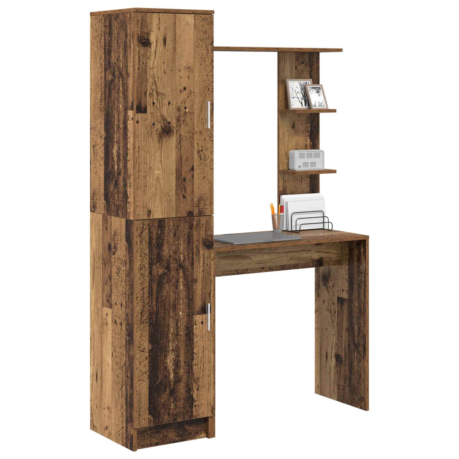 Bureau avec étagère avec stockage 2 pièces Bois ancien