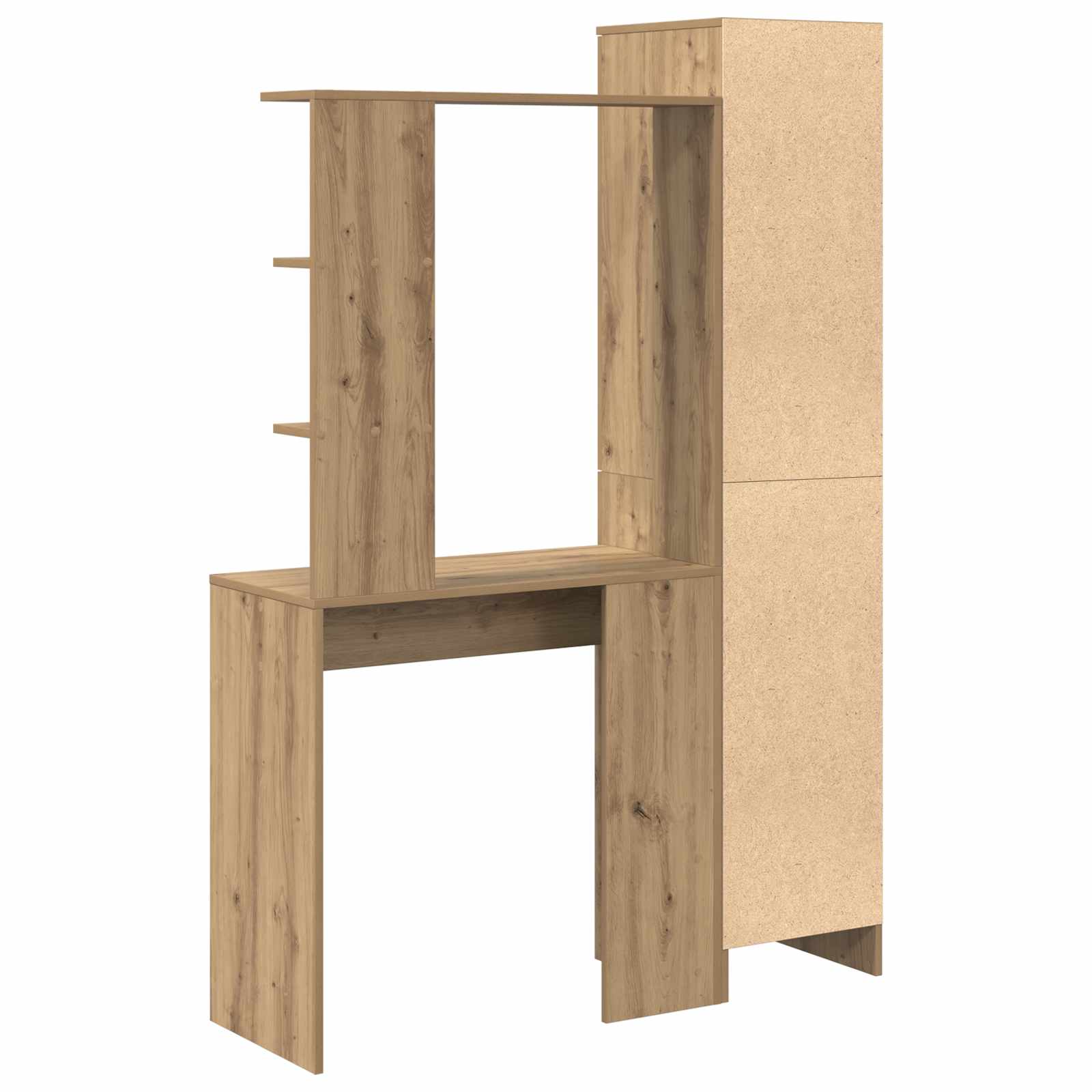 Bureau avec étagère avec stockage 2 pièces Chêne artisanal